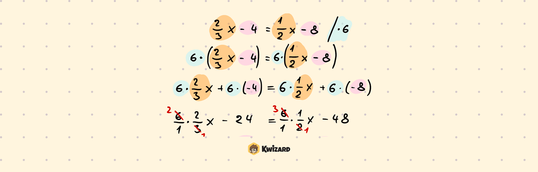 Drugi način – uklanjanje nazivnika – obojani matematički postupak